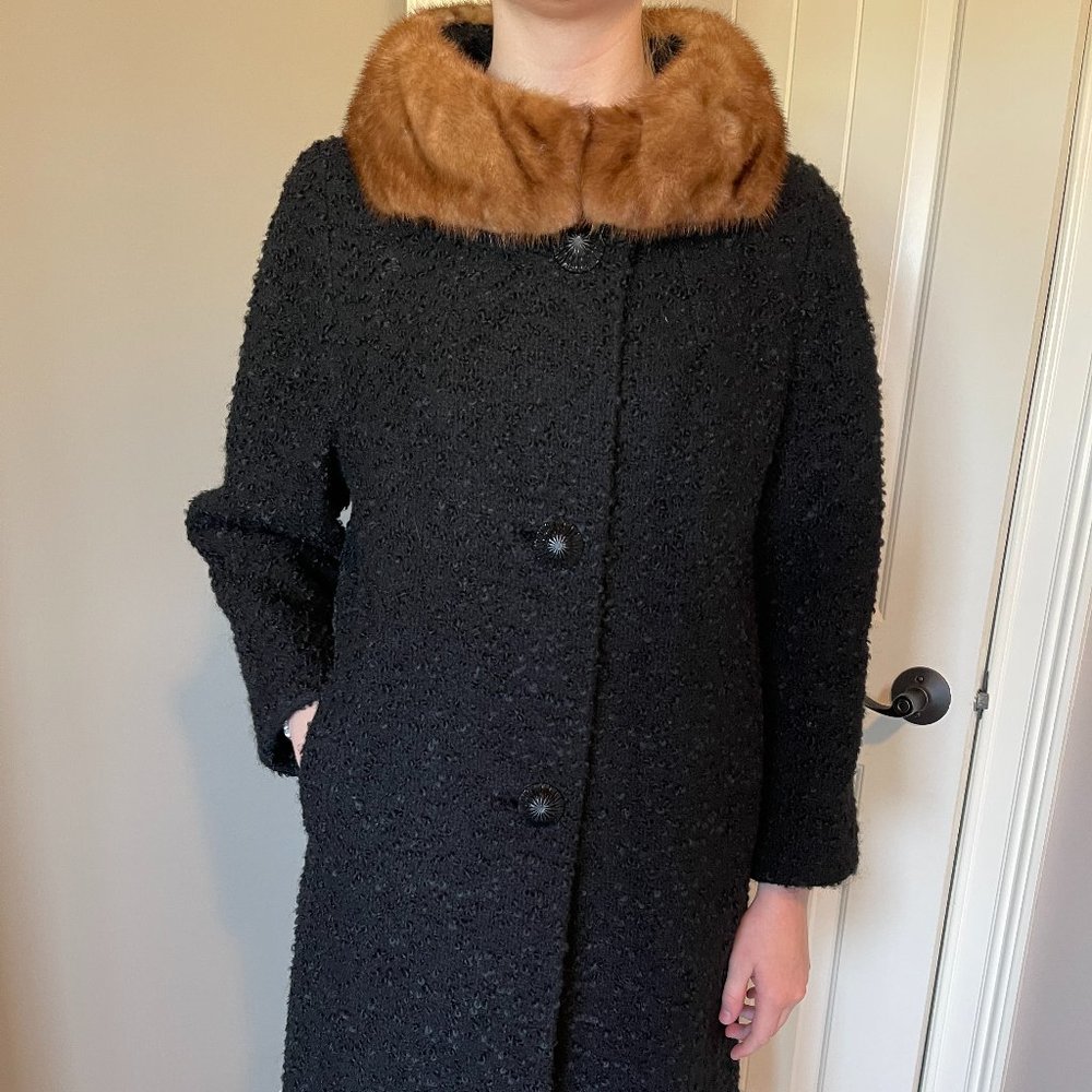 Black Coat with Fur Collar by Carol Brent
